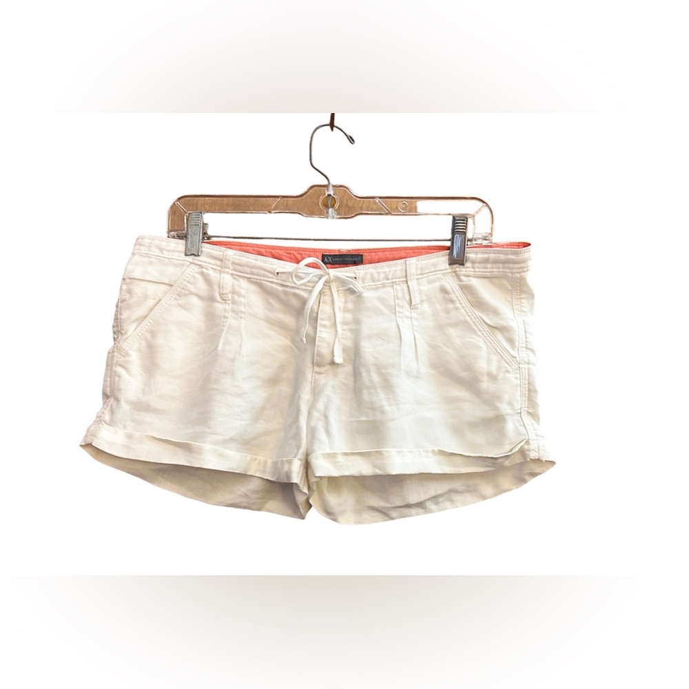 ARMANI EXCHANGE Mini Short Shorts Women’s 6. Linen Blend Drawstring Belt Loop.